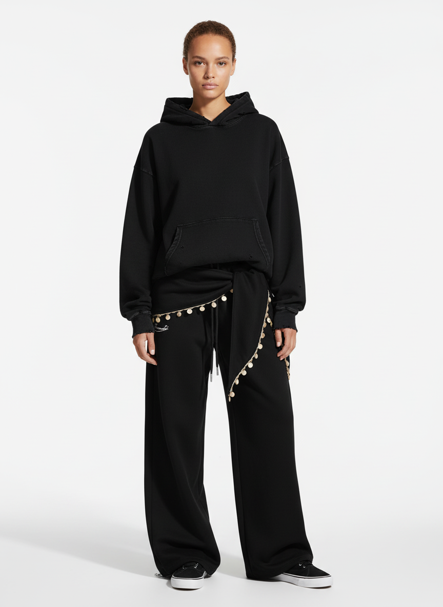 Street Detachable Flap Lace-up Jogger Pants