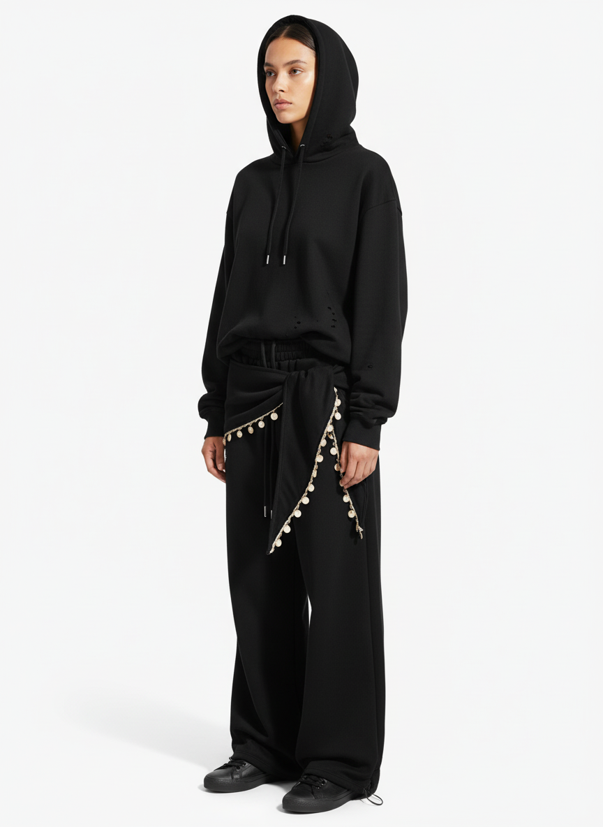 Street Detachable Flap Lace-up Jogger Pants