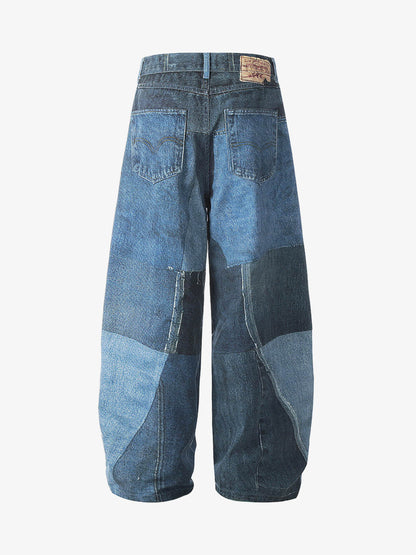 Patchwork Wide-Leg Jeans with Unique Design for Fashion Lovers