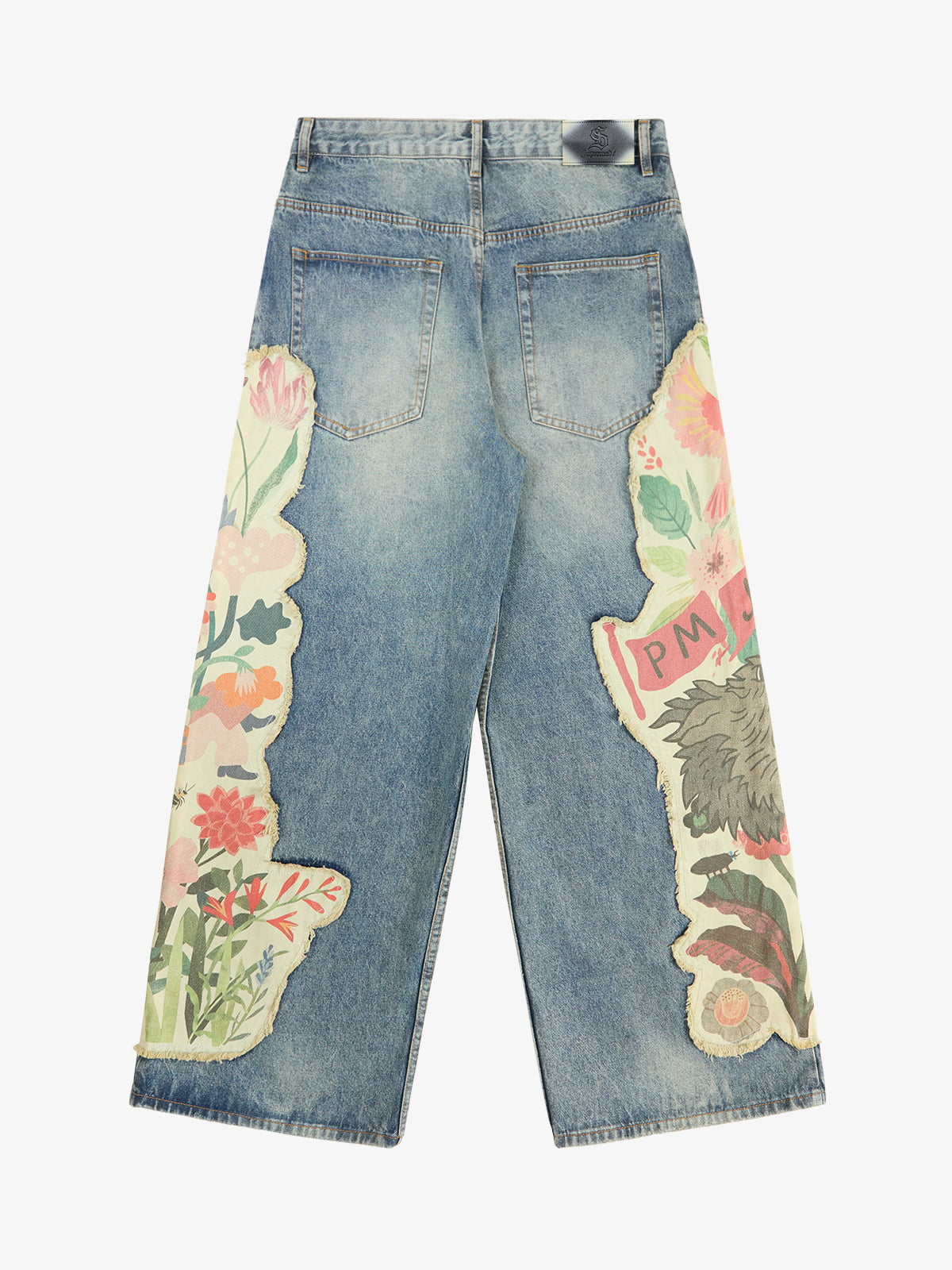 Vintage Floral Patchwork Baggy Jeans