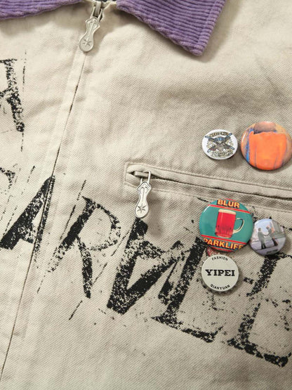 Retro Badge Dirty Dye Detroit Jacket