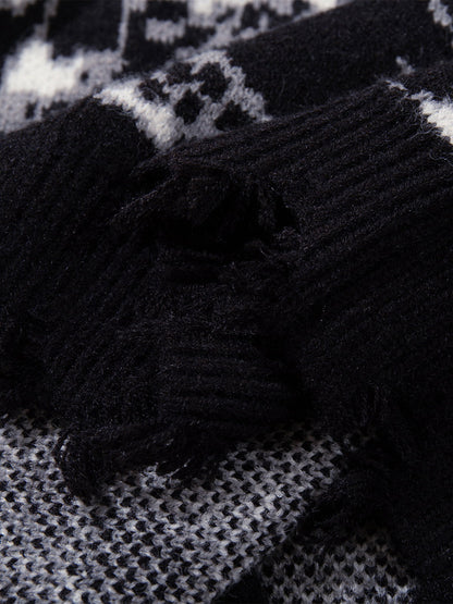 Skull Pattern Knit Sweater for Casual and Fashionable Looks