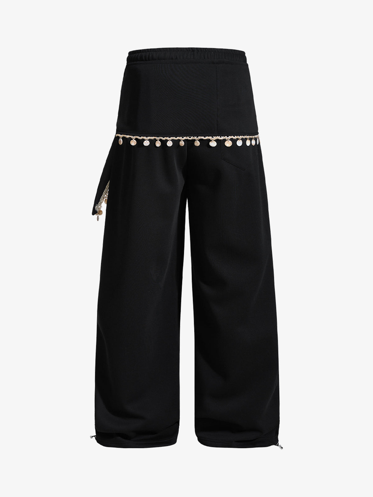 Stylish Wide-Leg Pants with Unique Waist Detailing for Women
