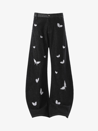 Butterfly Embroidered Scimitar Jeans