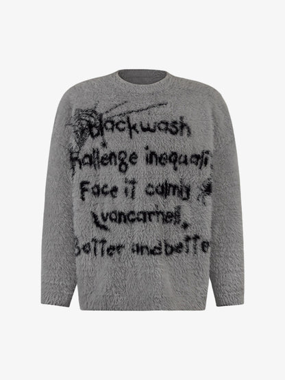 Retro Letter Jacquard Mink Sweater