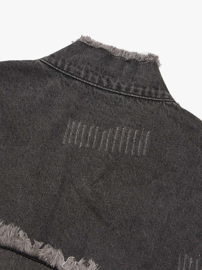 Thesupermade Appliqué Deconstructed Patchwork Distressed Raw-edge Denim Jacket