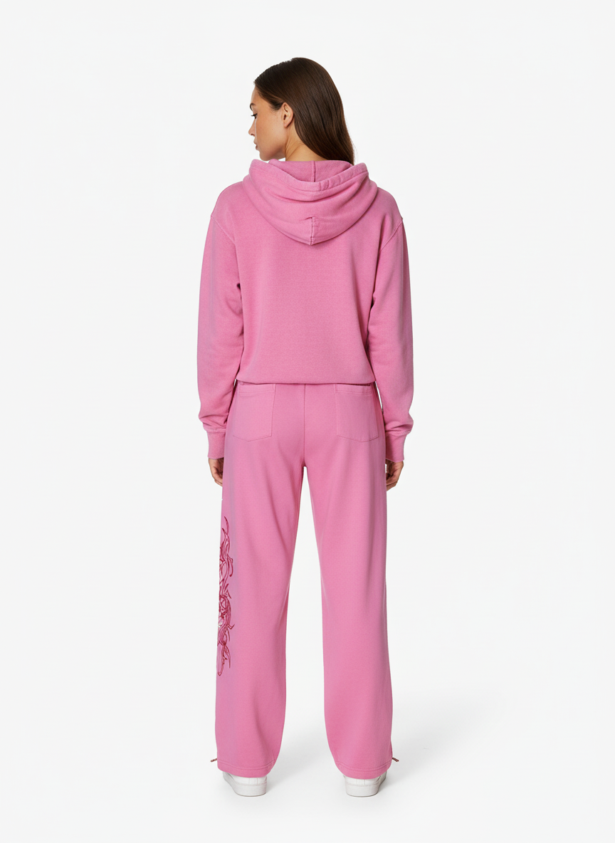 Line-Embroidered Printed Relaxed-Fit Casual Sweatpants