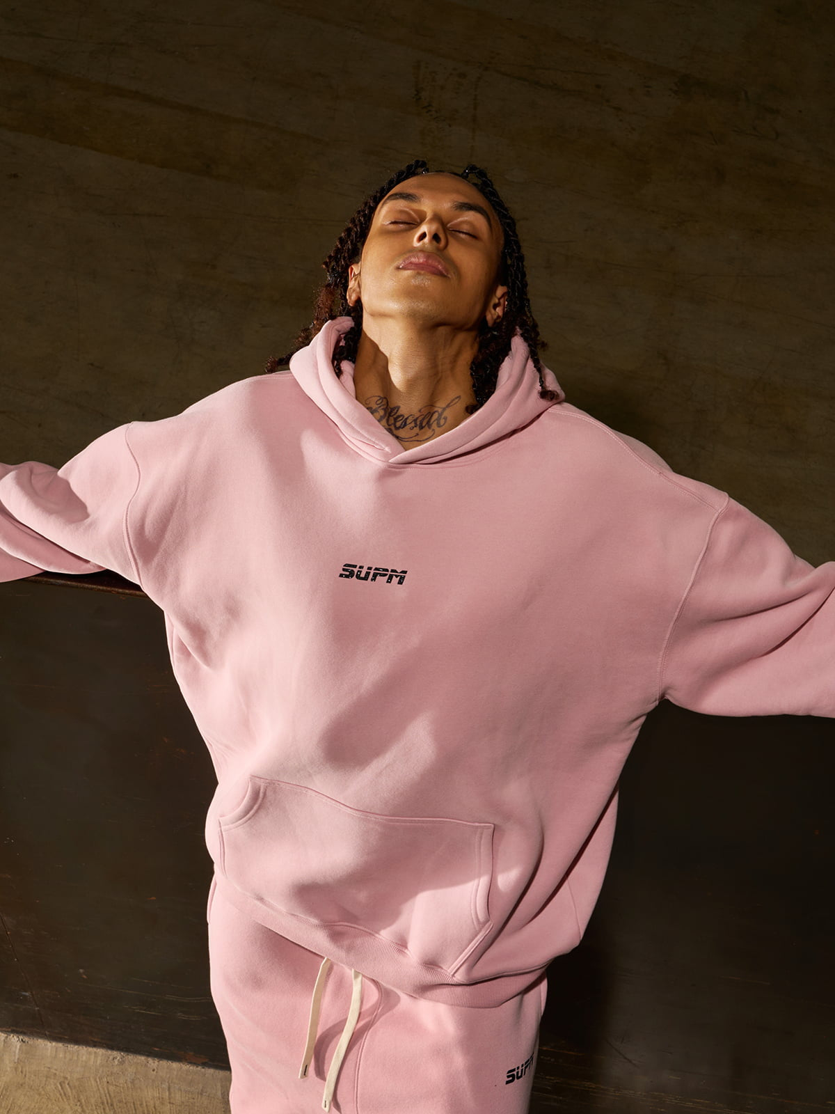 SUPM Minimalist Logo Pink Hoodie and Sweatpant Set