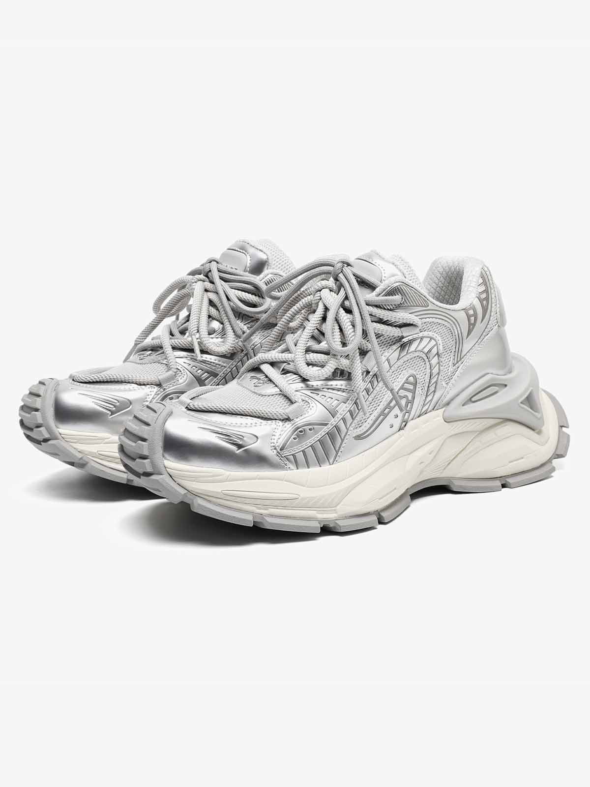 Thesupermade American Retro Invisible Height-enhancing Thick-soled Mecha Sneakers