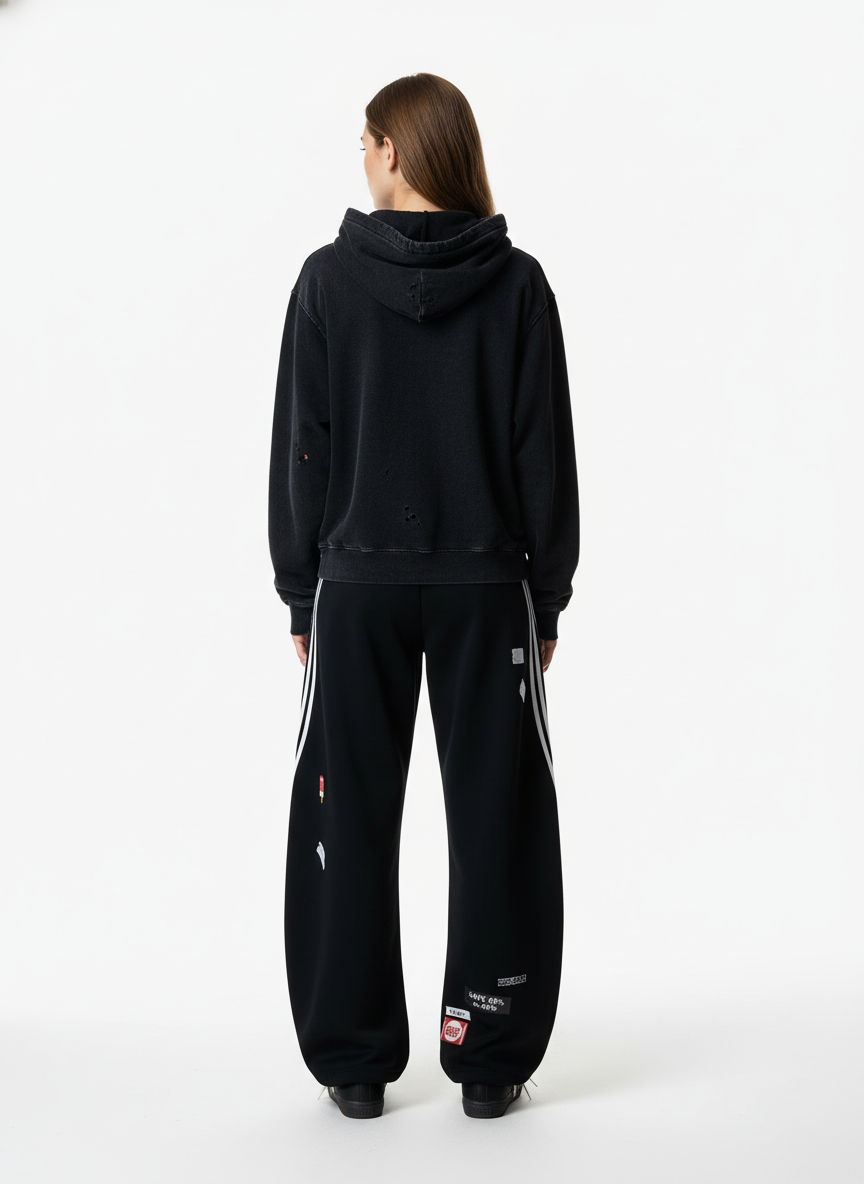 Street Patterned Striped Barrel Casual Pants