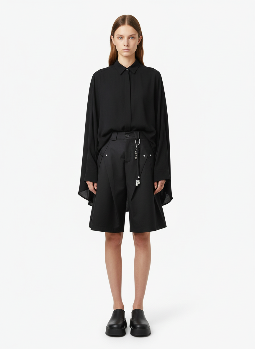 Vintage Deconstructed Pleated Shorts