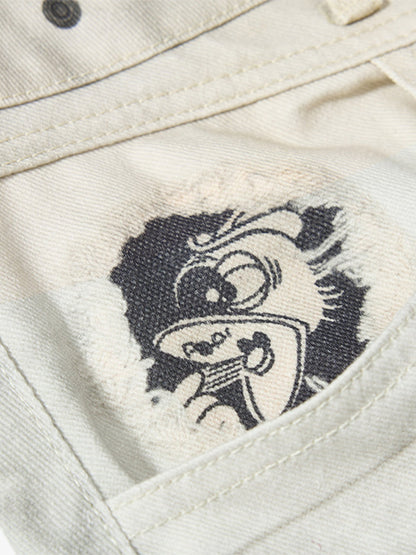 Stylish Wide-Leg Cargo Pants with Unique Embroidery and Zipper Accents