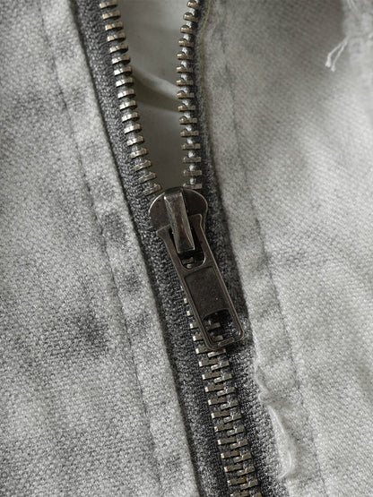 Thesupermade Washed Distressed Fur Hooded Jacket