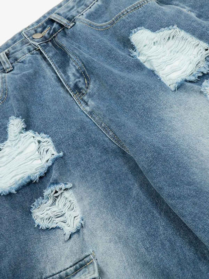 Retro Ripped Cargo Jeans
