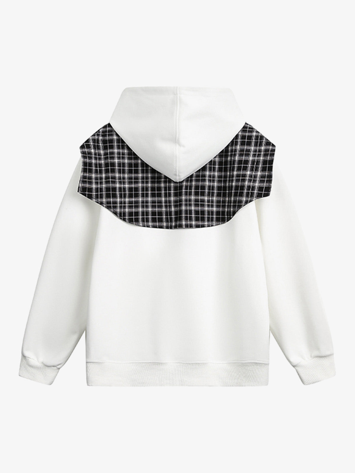 Stylish Plaid-Trimmed Hoodie with Sailor Collar Design for Women