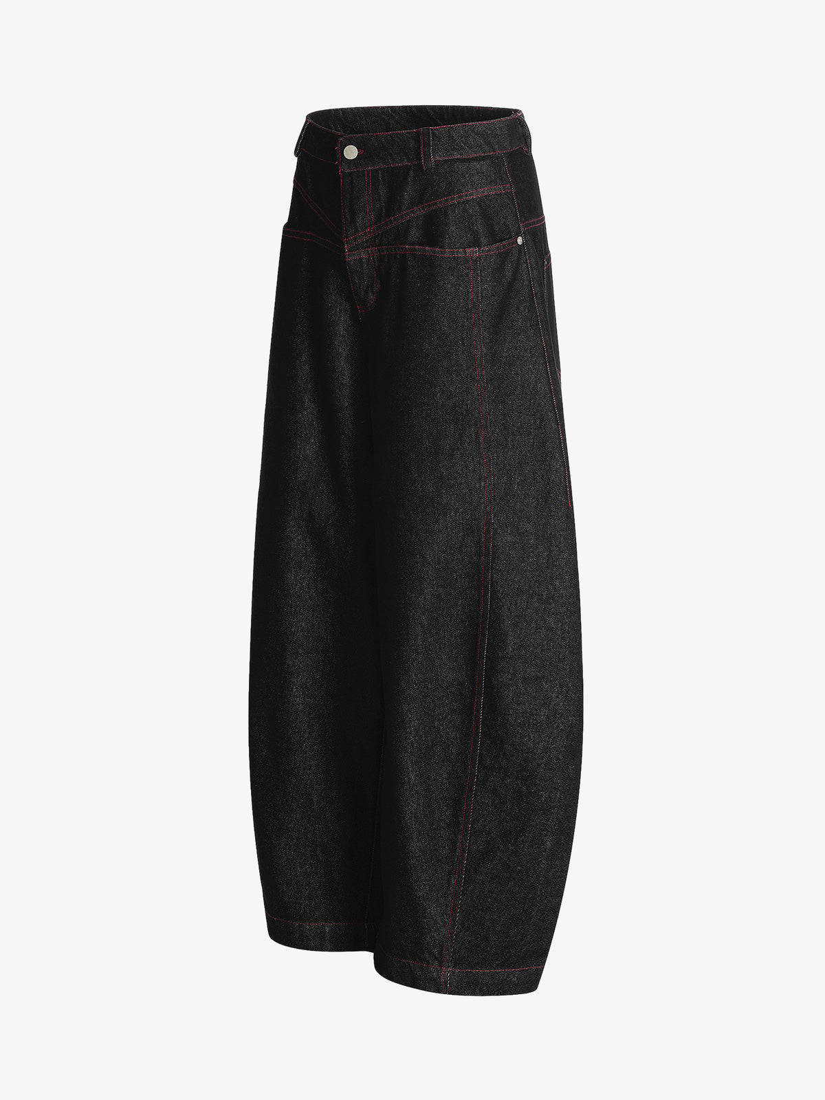Street Culottes Red Stitching Barrel Jeans