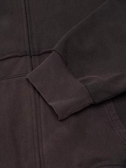 Thesupermade Washed and Ripped Skull Themed Hooded Cardigan Sweatshirt Set