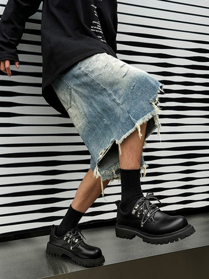 Chunky Rivet Street Style Round Toe Leather Derby Shoes