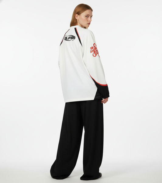 Retro Cat Digital Print Long Sleeve Jersey T-Shirt