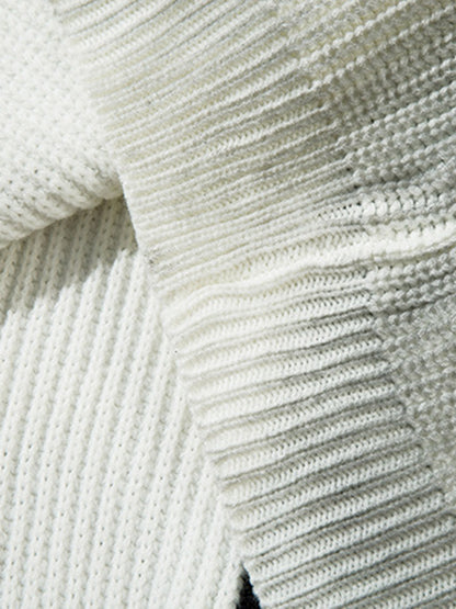 Ribbed Knit Dirty Dyed Embroidery Cross Sweater