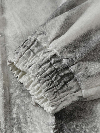 Thesupermade Washed Distressed Fur Hooded Jacket