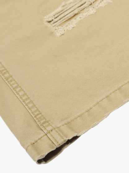 Hole Patch Pleated Multi-pocket Work Wear Casual Pants