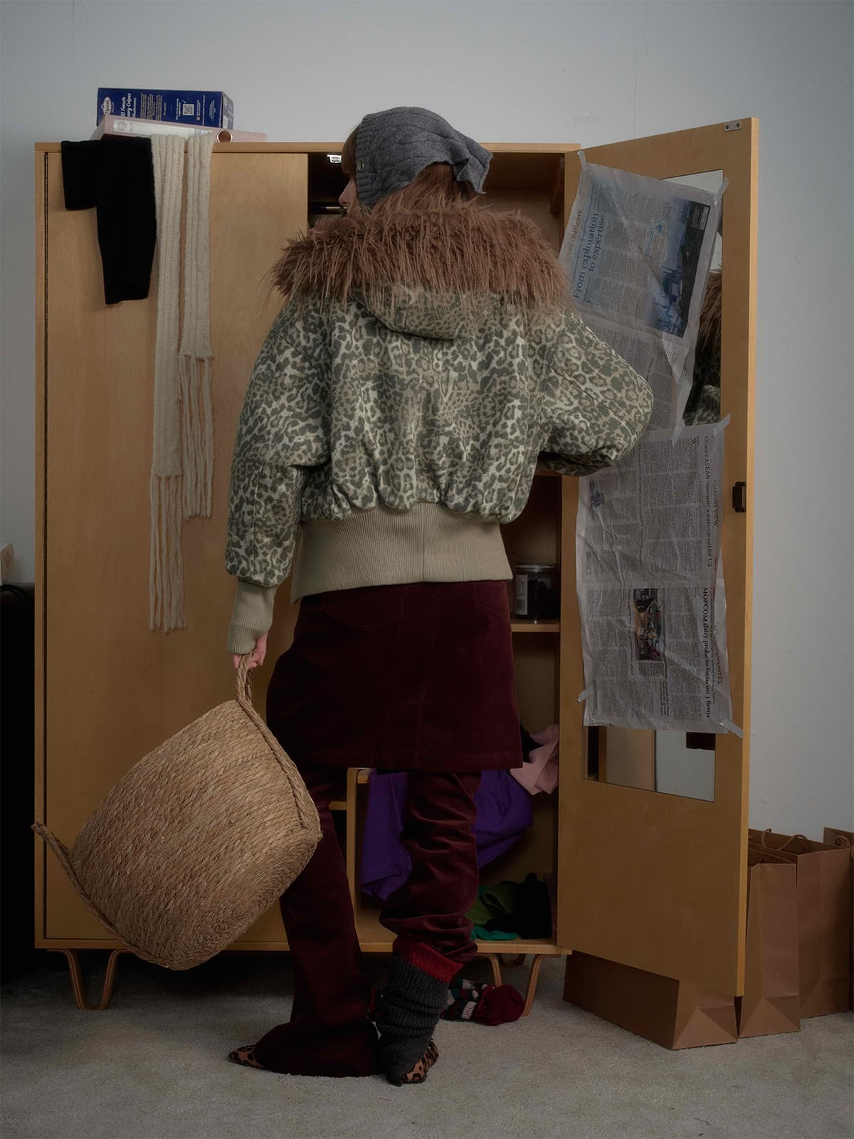 Winter-Ready Corduroy Jacket with Faux Fur Trim for Men