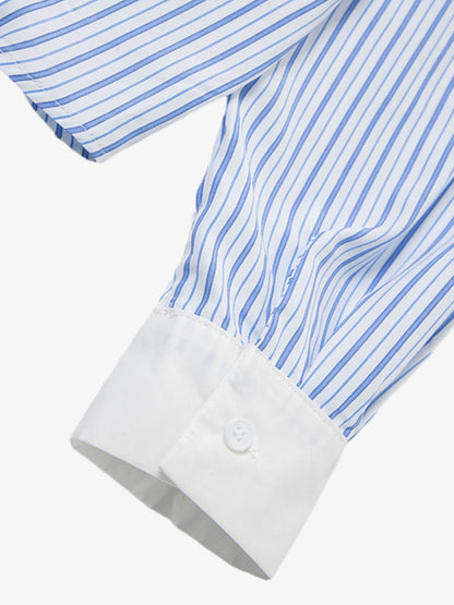 Retro Contrast Flocked Striped Long Sleeve Shirt