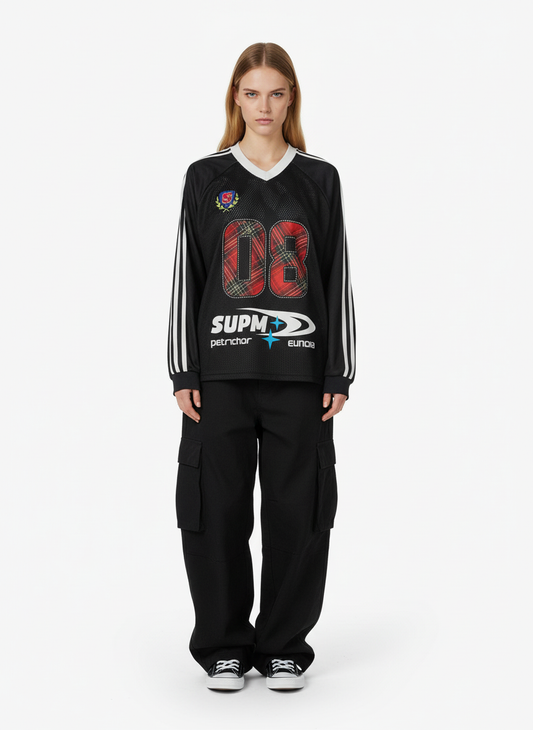 Street Jersey Colorblocked Digital Embroidered Long-Sleeve T-Shirt