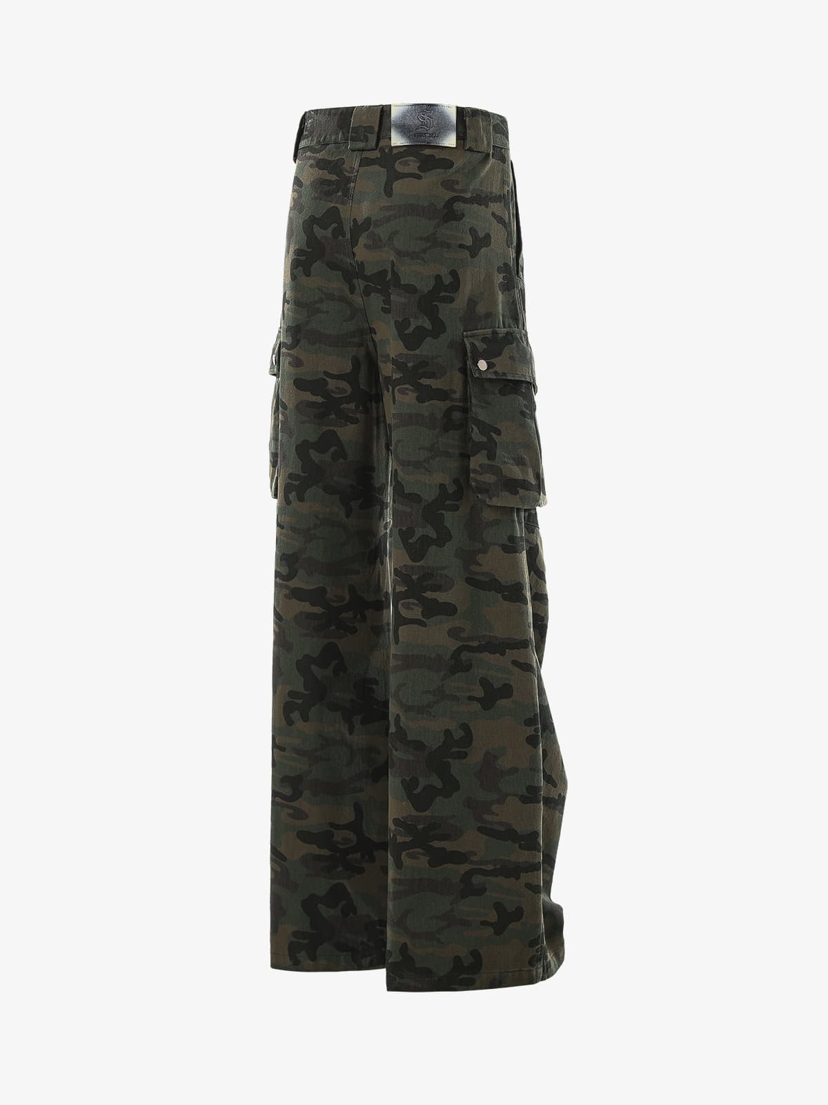 High-Waisted Wide-Leg Cargo Pants with Unique Pocket Design