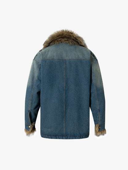 Winter-Ready Corduroy Jacket with Faux Fur Trim for Men