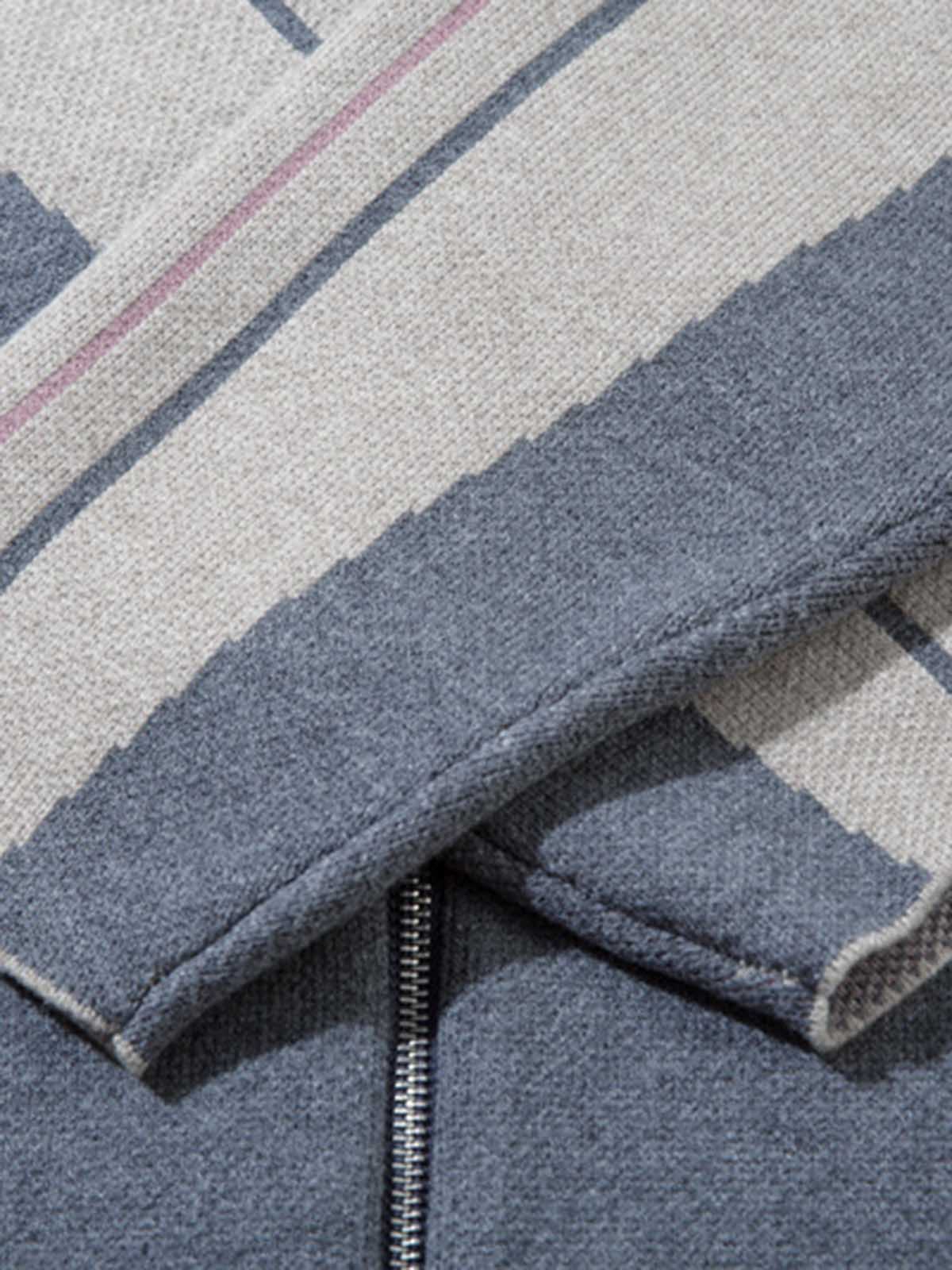 High Street Geometric Deconstruction Splicing Cardigan Sweater