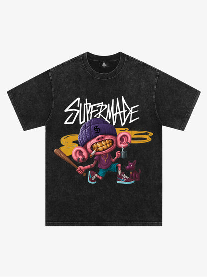 Thesupermade Cartoon Graffiti Trendy Weird Kid T-shirt