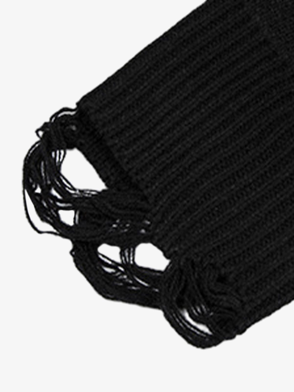 High Street Letter Jacquard Ripped Tassel Sweater