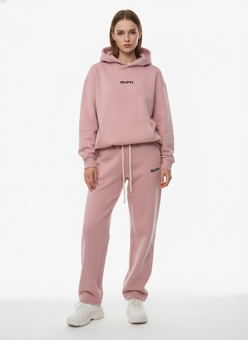 SUPM Minimalist Logo Pink Hoodie and Sweatpant Set