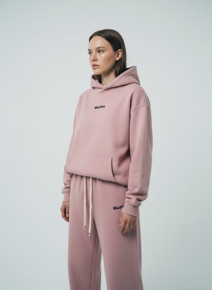 SUPM Minimalist Logo Pink Hoodie and Sweatpant Set