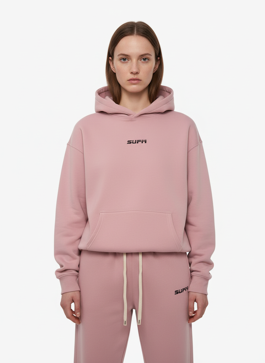 SUPM Minimalist Logo Pink Hoodie and Sweatpant Set