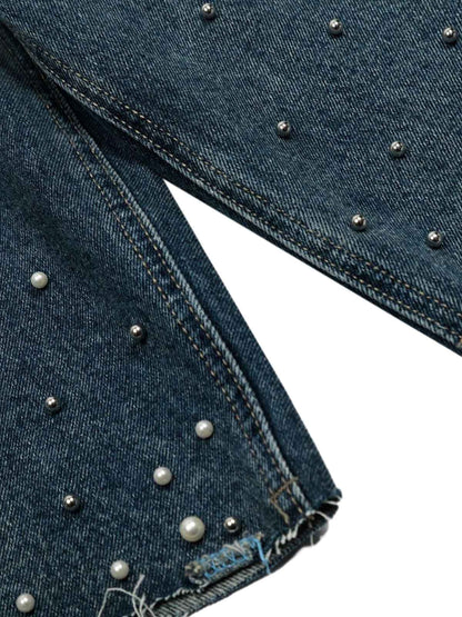 Washed Studded Denim Jorts