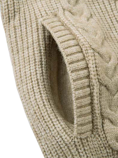 Cable Knit Zip-Up Sweater Jacket for Cozy Elegance