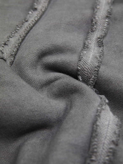 Thesupermade Heavy Washed Distressed Full Zip Hoodie - 2057