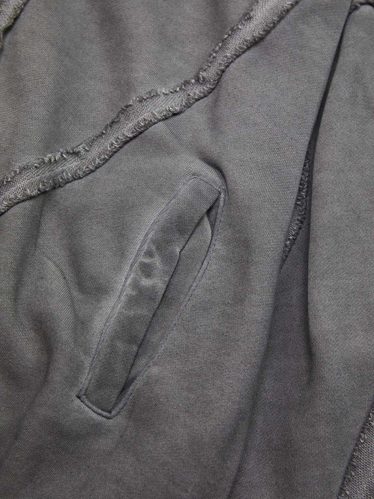 Thesupermade Heavy Washed Distressed Full Zip Hoodie - 2057