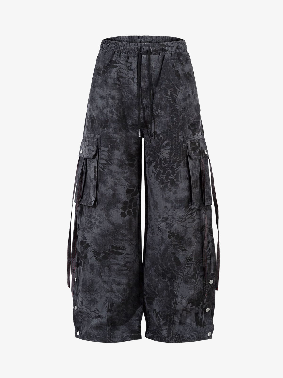 Camouflage Cargo Culottes with Adjustable Drawstring and Side Slits
