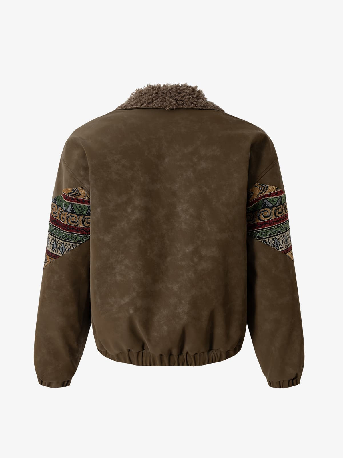 Thesupermade Webbing Stitching Leather And Lambskin Cotton Coat