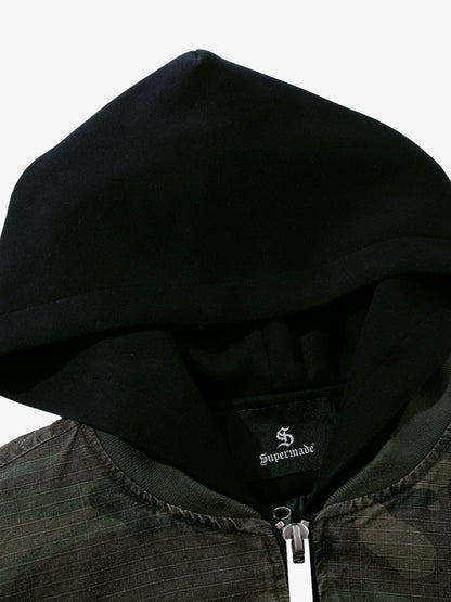 Camouflage Bomber Jacket with Detachable Hood - Perfect for Casual and Outdoor Adventures