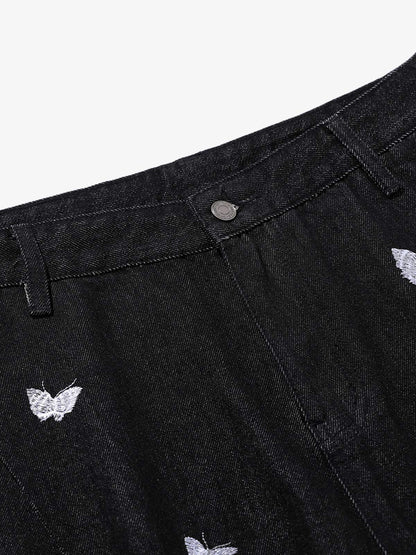 Butterfly Embroidered Scimitar Jeans