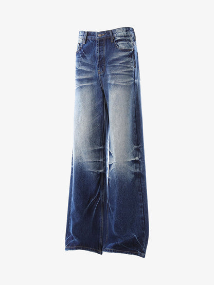 Washed Distressed Wrinkled Dyed Jeans