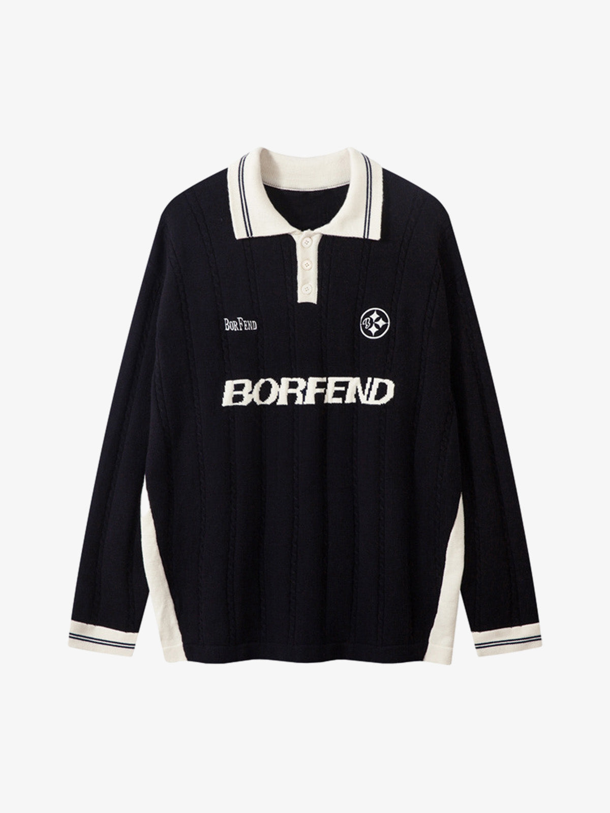 Retro College Polo Collar Knit Sweater