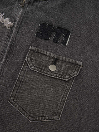 Thesupermade Appliqué Deconstructed Patchwork Distressed Raw-edge Denim Jacket