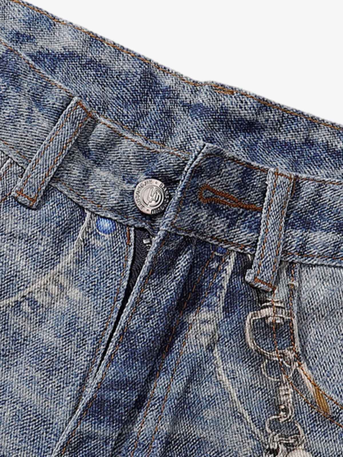 Street Chain Pendant Deconstructed Jeans