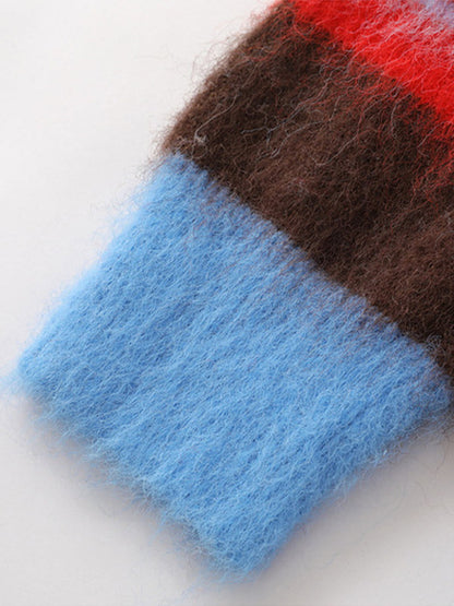 Striped Crew Neck Sweater for Women - Stylish and Cozy Winter Knitwear